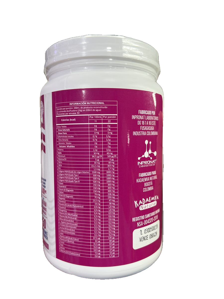KADAEMVA Colágeno Hidrolizado Marino · Frutos Rojos · 1000 g
